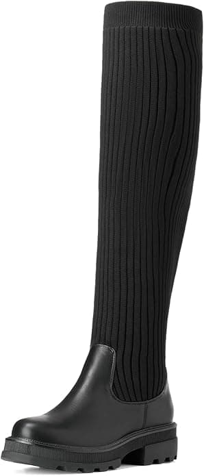 Bottes pour Femmes Cuissardes à la Mode Coque Tricotée